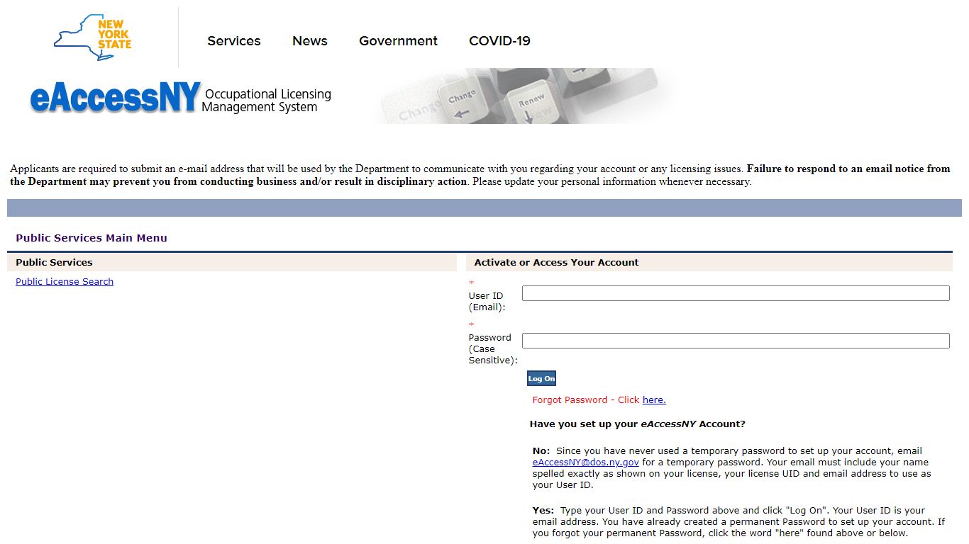 Public Services Main Menu - Department of State
