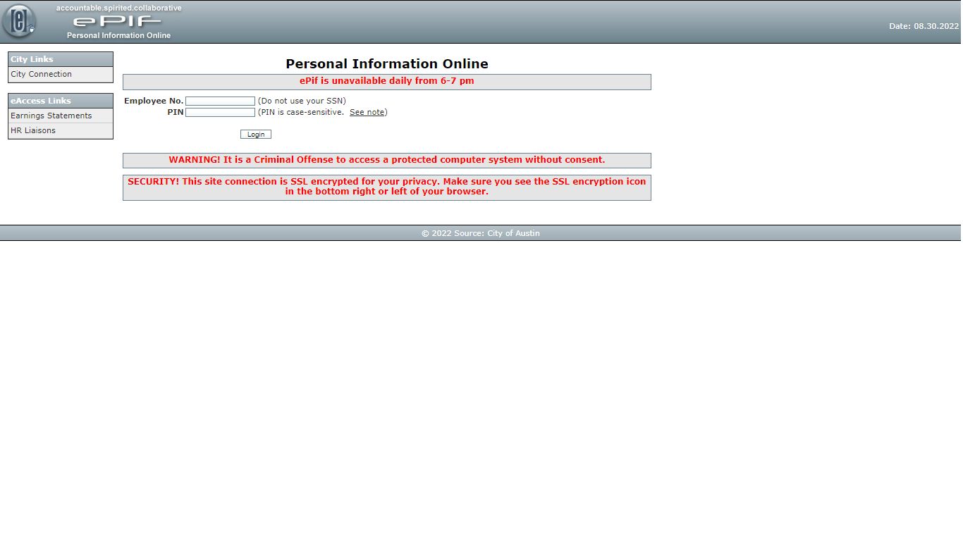 City of Austin - eAccess Personal Information Online