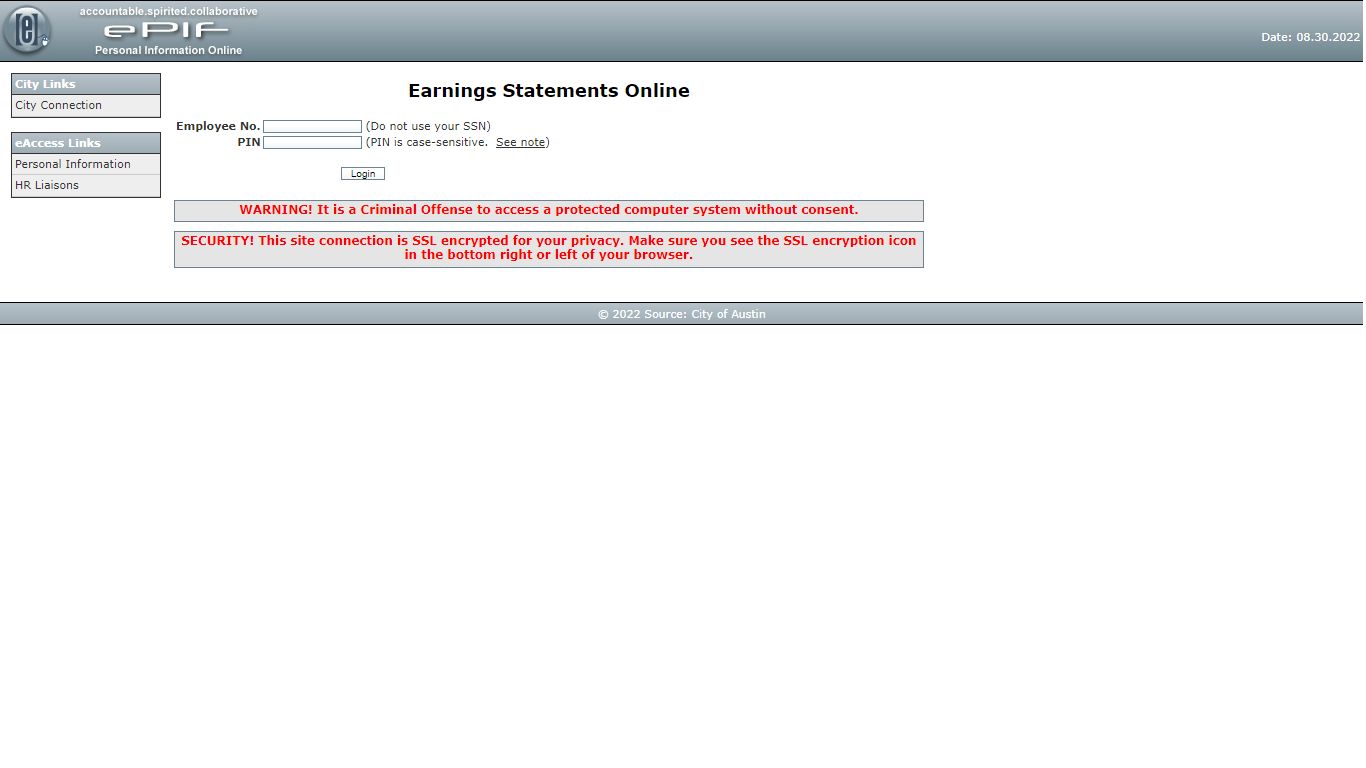 City of Austin - eAccess Earnings Statements Online