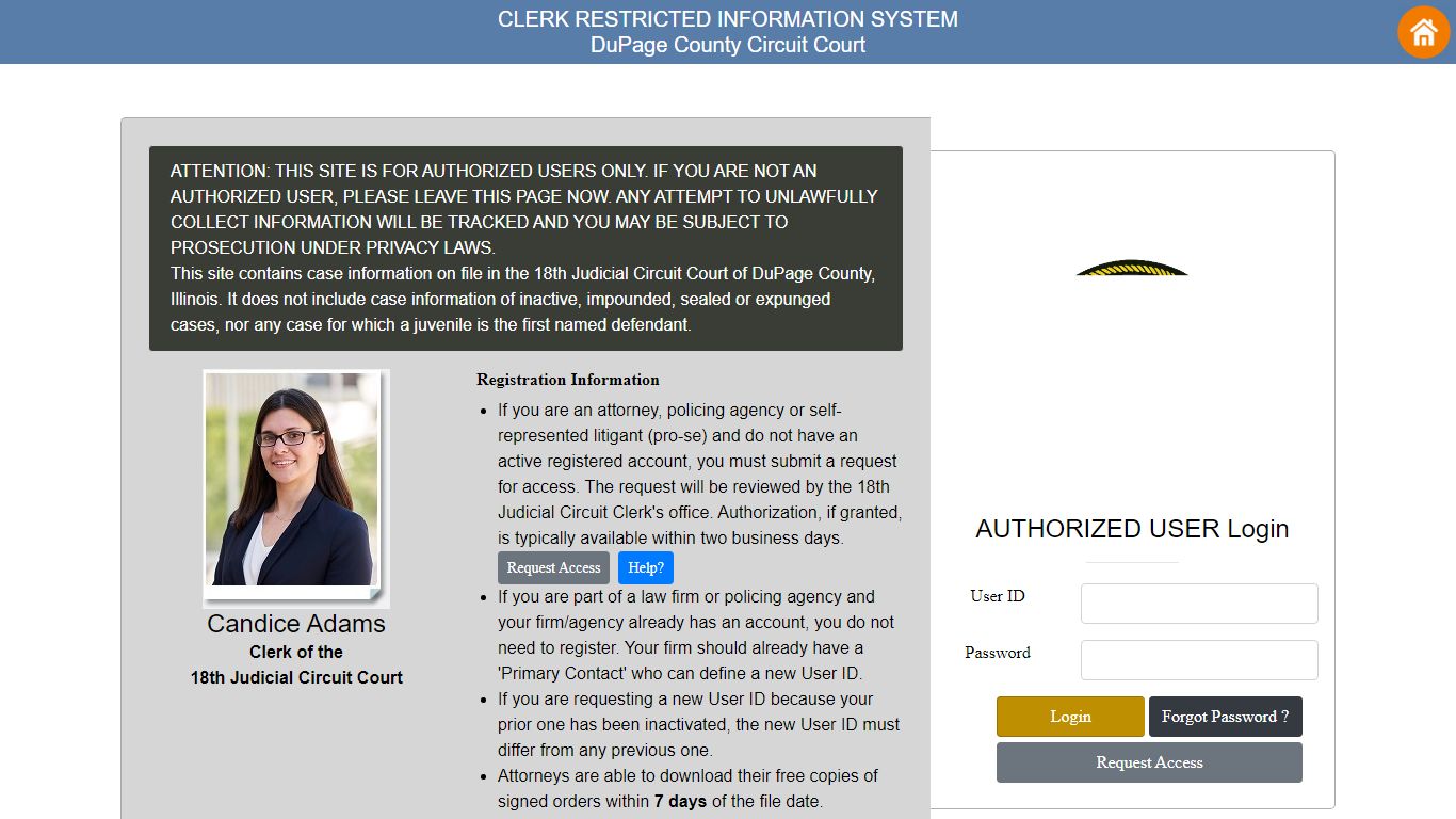 Clerk Restricted Information System - 18TH JUDICIAL